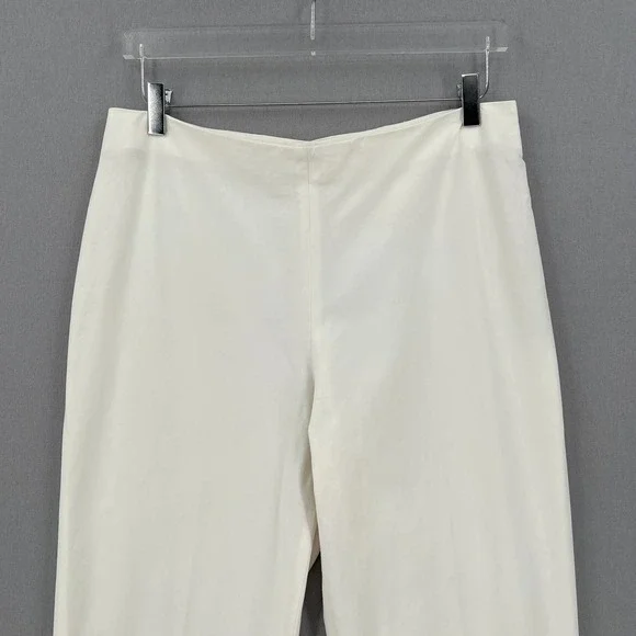 BRUNELLO CUCINELLI Pants Womens 12 Off White Cotton Blend Stretch Slim Trouser